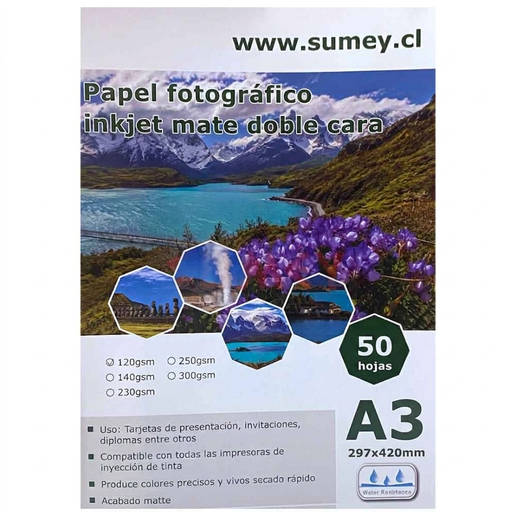 Papel Fotográfico Matte 2 Caras A3 x50H