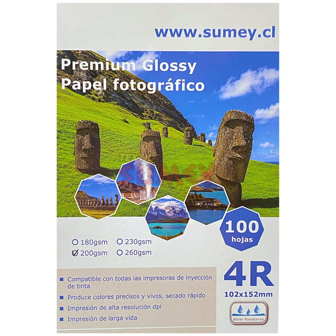 Papel Fotográfico Glossy 1 Cara 4R x100H