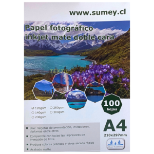 Papel Fotográfico Matte 2 Caras A4 x100H